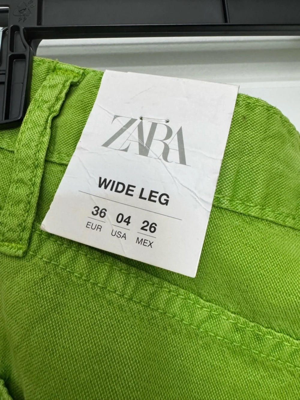 NWT Zara Wide Leg Cotton/Linen Blend Lightweight Pants, Bright Green, Size 4